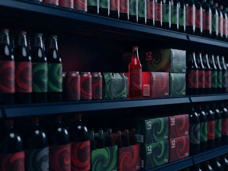A soda aisle with packs of every size